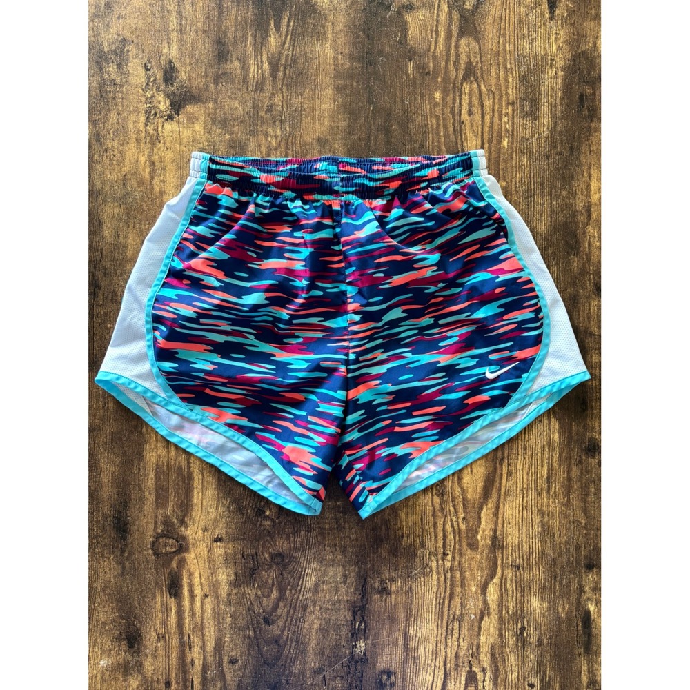 Nike Girls XL Dri-FIT Running Shorts Multi-Color Abstract Print Mesh Trim
